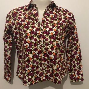 Lands End rose floral button up long sleeve petite